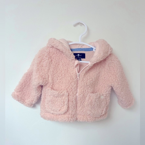 7 for All Mankind Infant Girl Sherpa Coat - Picture 1 of 6